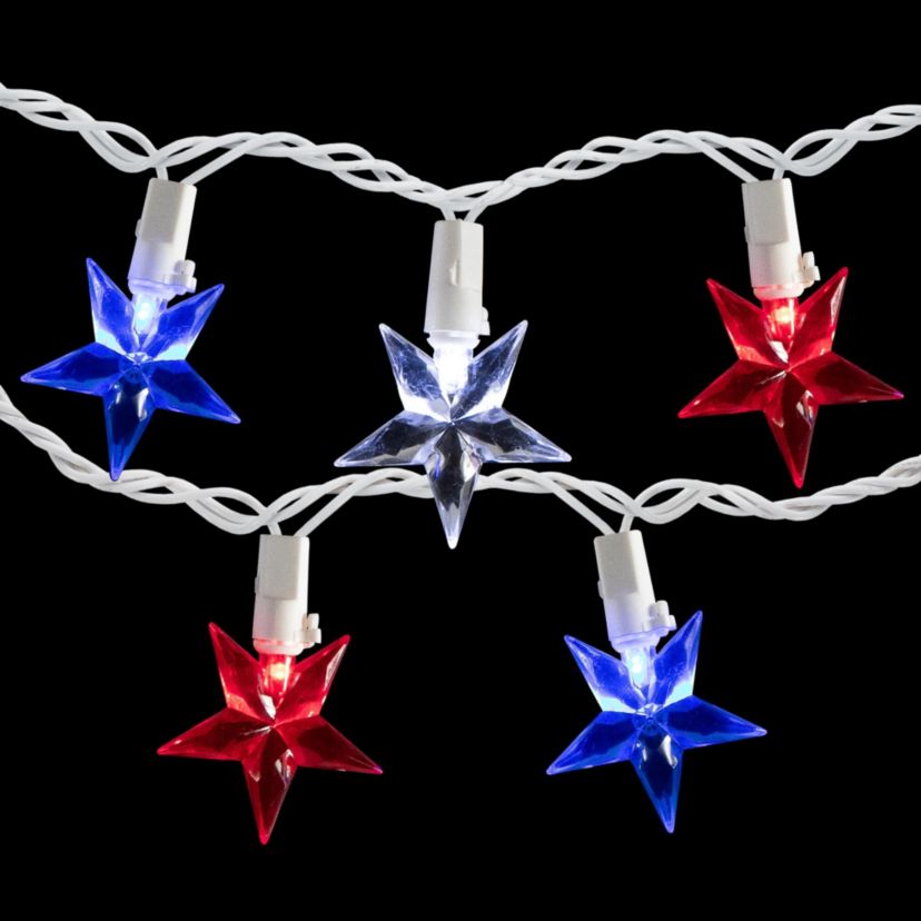 LED Patriotic Stars String Light Set - 7.25ft - White Wire - 10ct