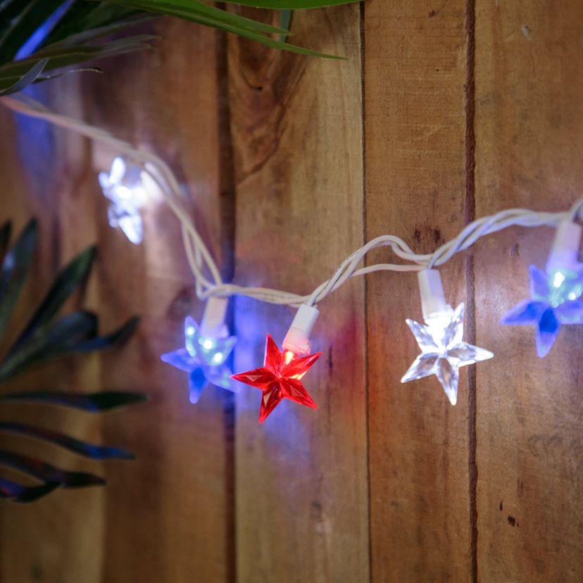 LED Patriotic Stars String Light Set - 7.25ft - White Wire - 10ct