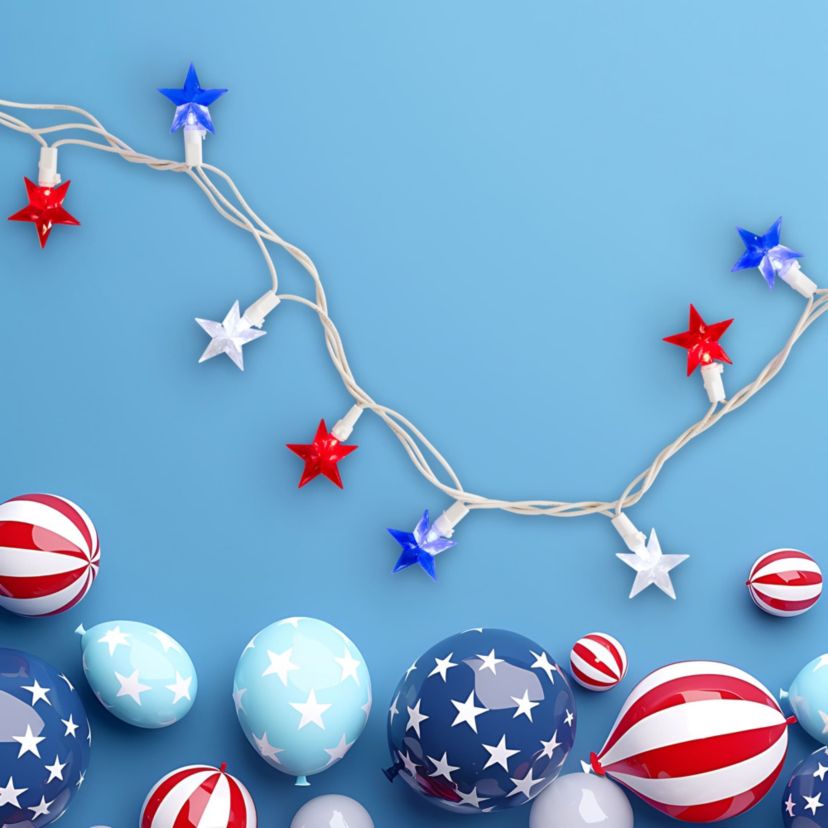 LED Patriotic Stars String Light Set - 7.25ft - White Wire - 10ct