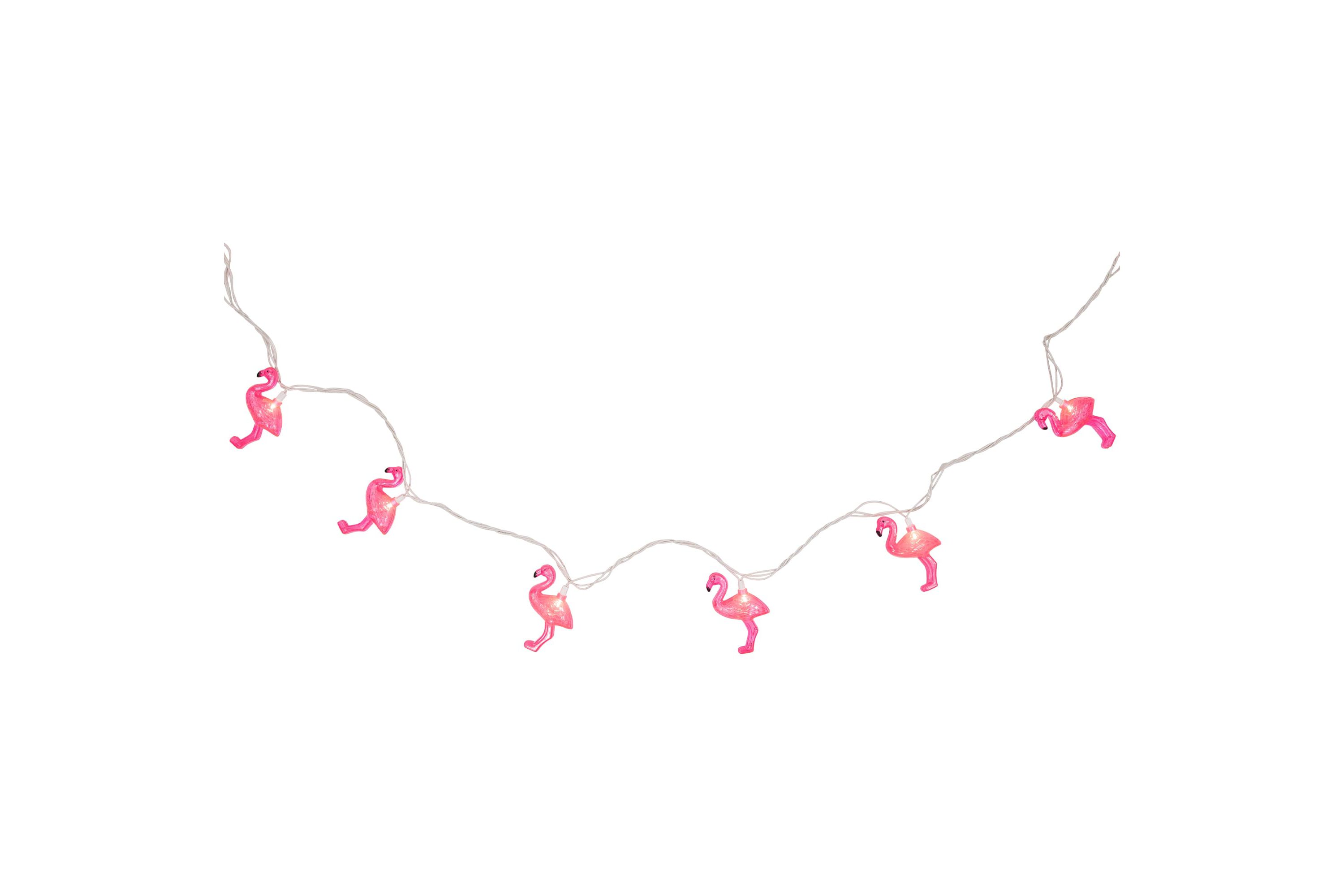 10ct Pink Flamingo Summer Patio String Light Set  7.25ft White Wire