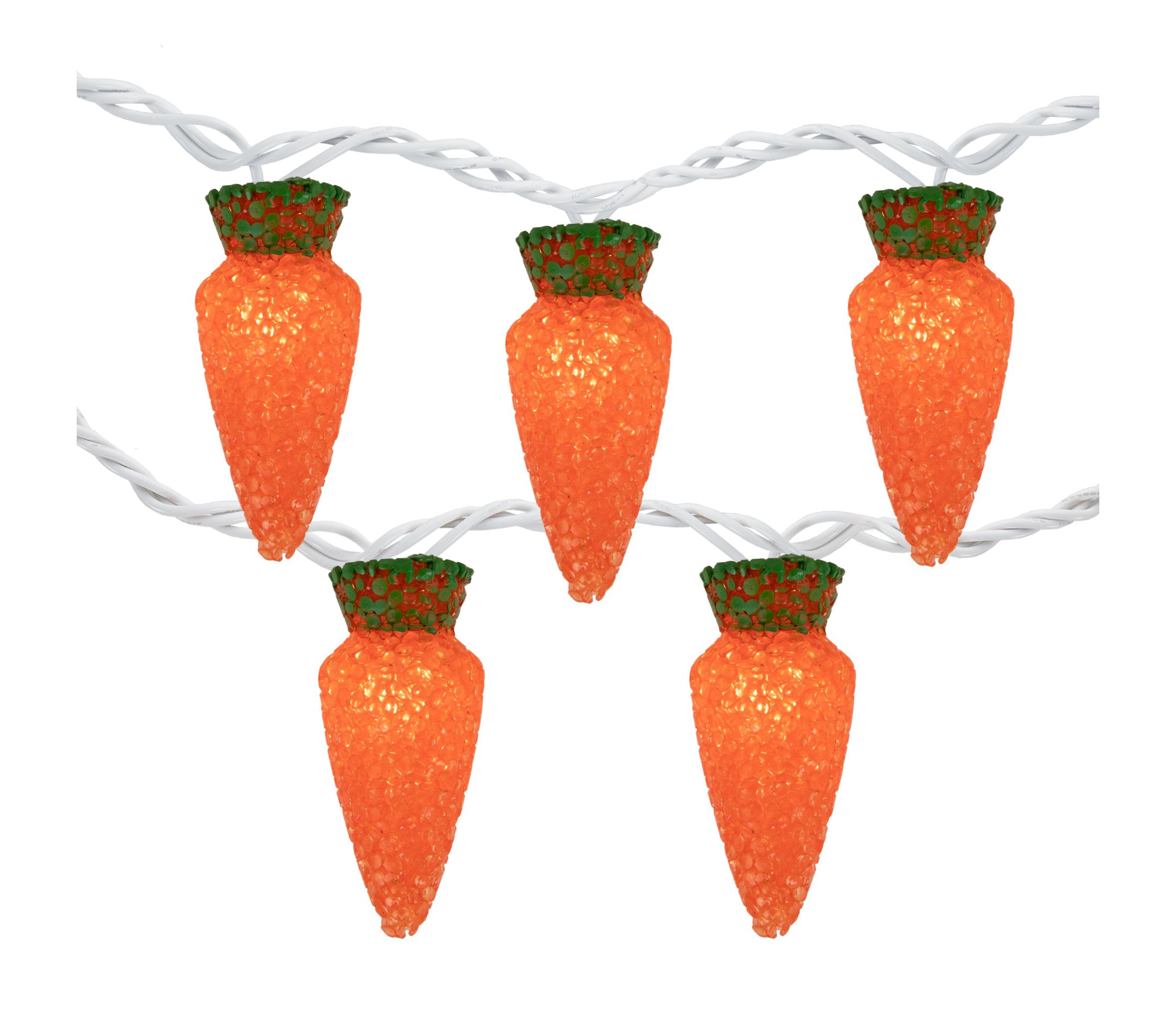 10-Count Orange Carrot Easter String Light Set  7.25ft White Wire