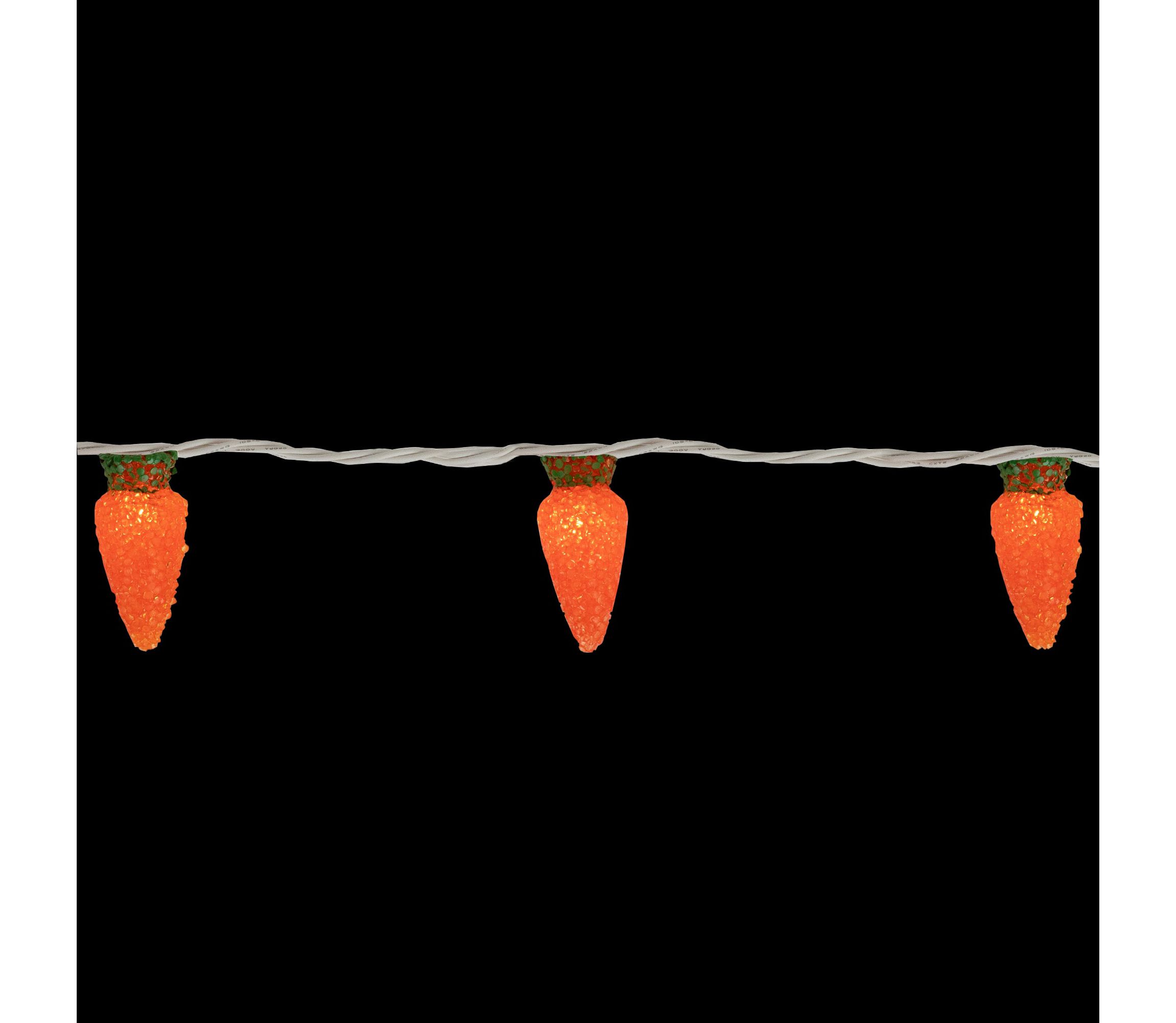 10-Count Orange Carrot Easter String Light Set  7.25ft White Wire