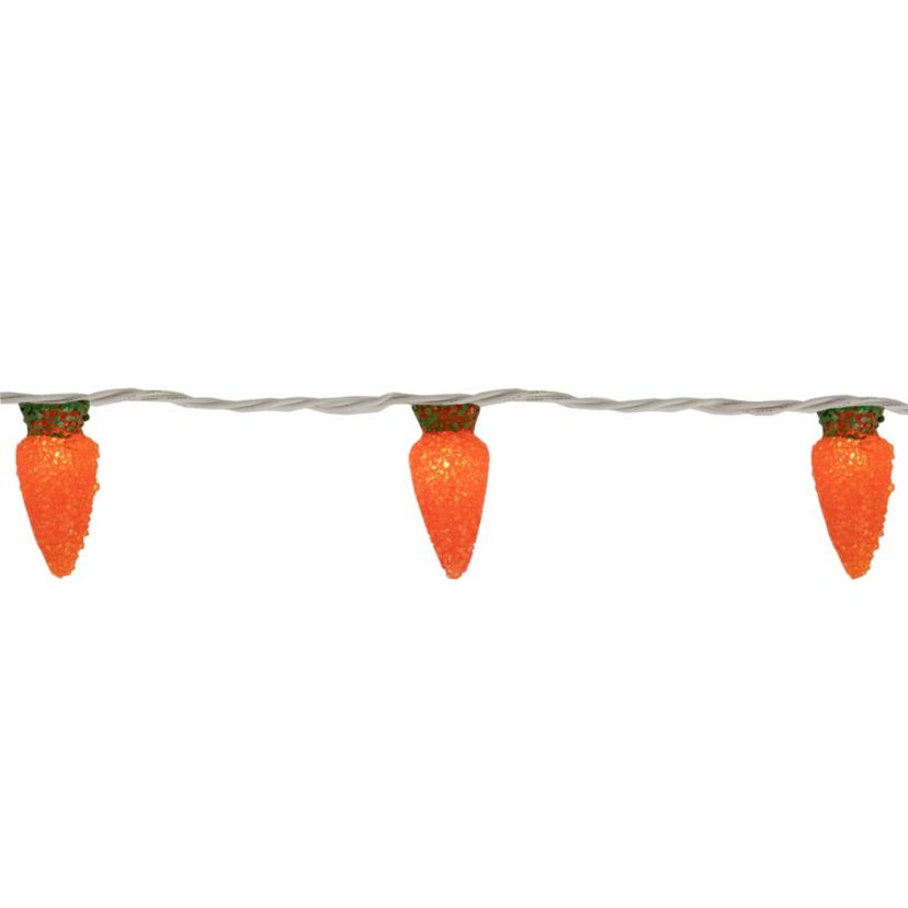 10-Count Orange Carrot Easter String Light Set  7.25ft White Wire