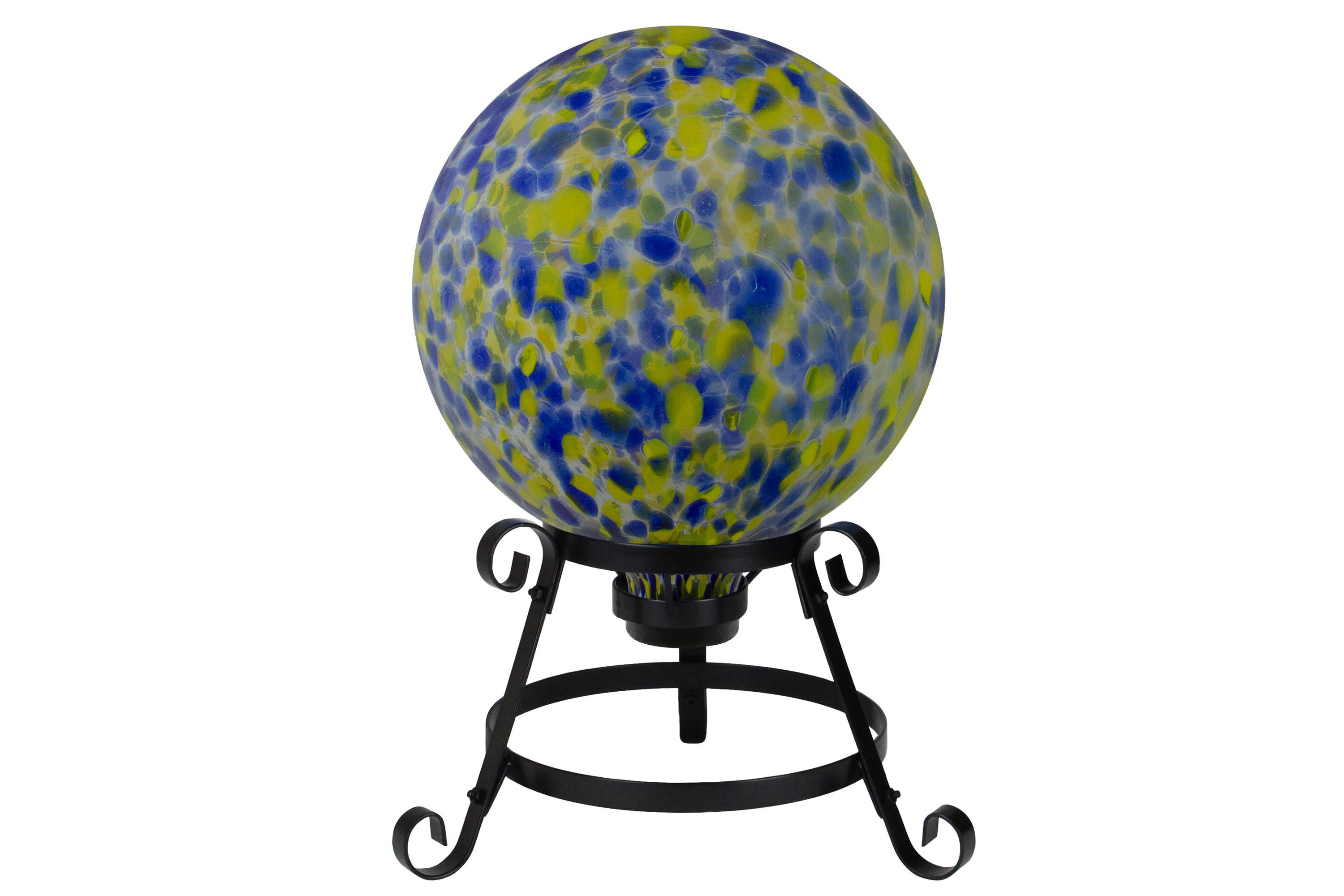 10" Yellow and Blue Outdoor Patio Garden Gazing Ball