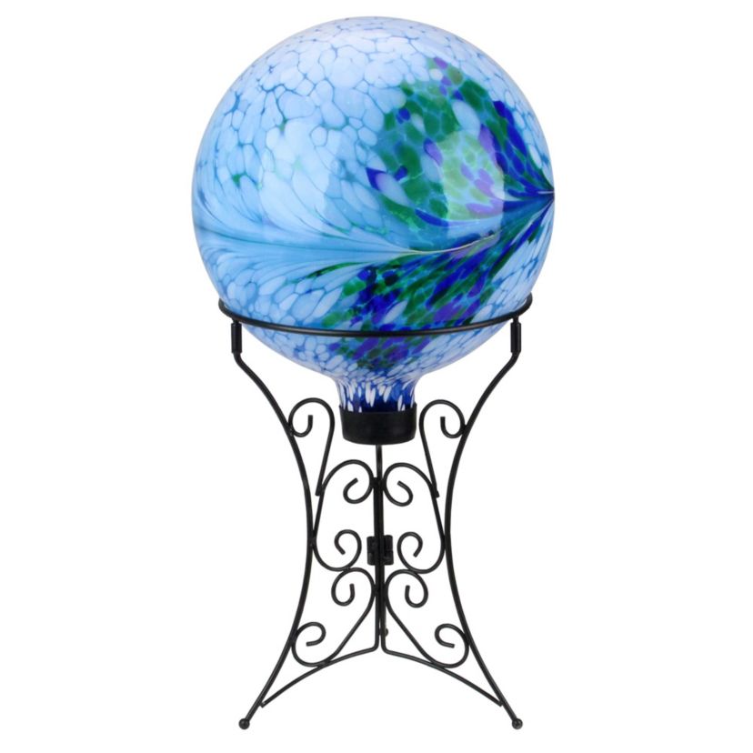11.25" Black Ornate Standing Outdoor Garden Gazing Ball Stand