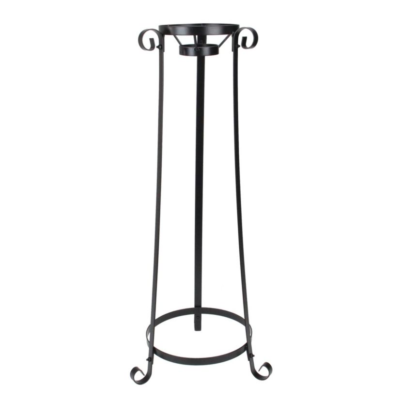 23.75" Black Standing Tower Garden Gazing Ball Outdoor Patio Stand