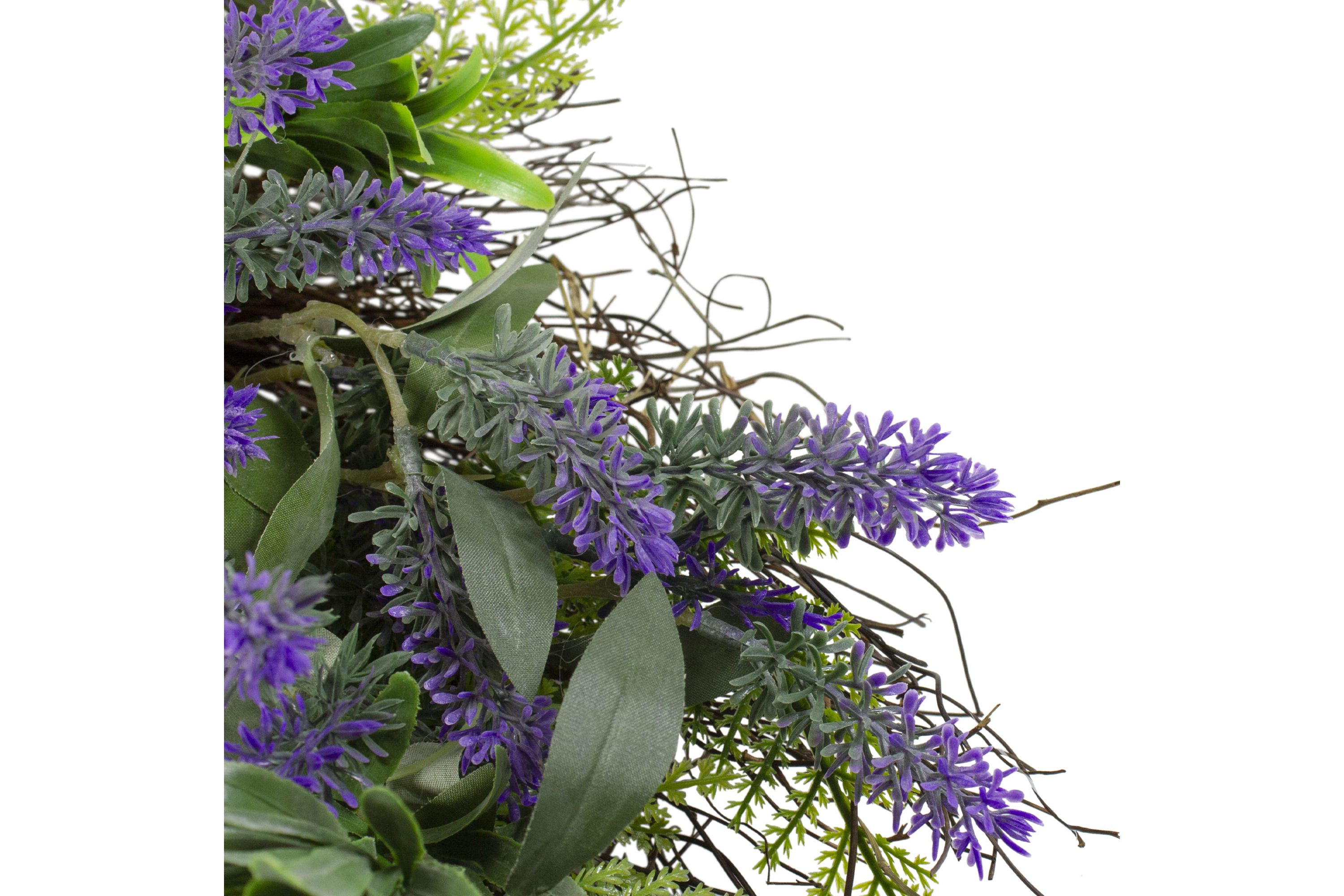Lavender and Spring Foliage Artificial Floral Wreath  Purple - 24-Inch