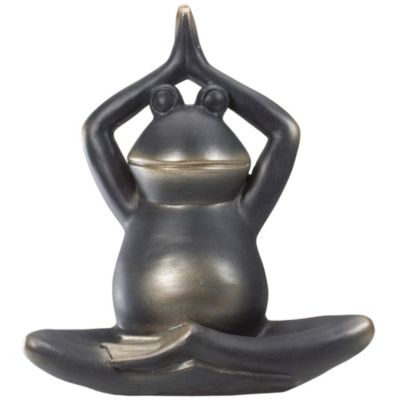 12" Yoga Frog In Prayer Position Outdoor Garden Statue