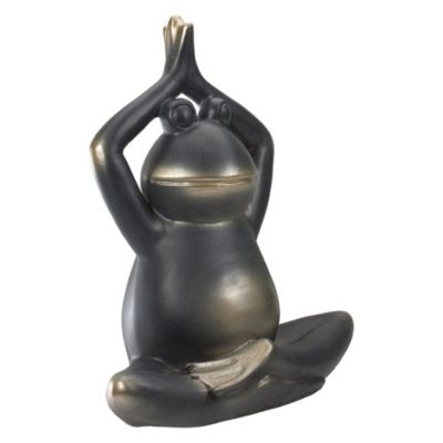 12" Yoga Frog In Prayer Position Outdoor Garden Statue