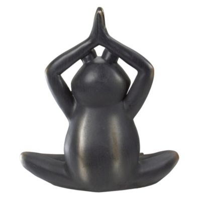 12" Yoga Frog In Prayer Position Outdoor Garden Statue