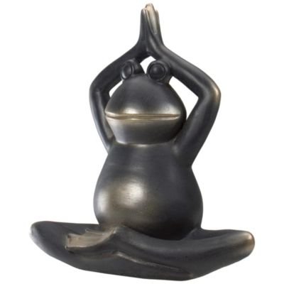 12" Yoga Frog In Prayer Position Outdoor Garden Statue