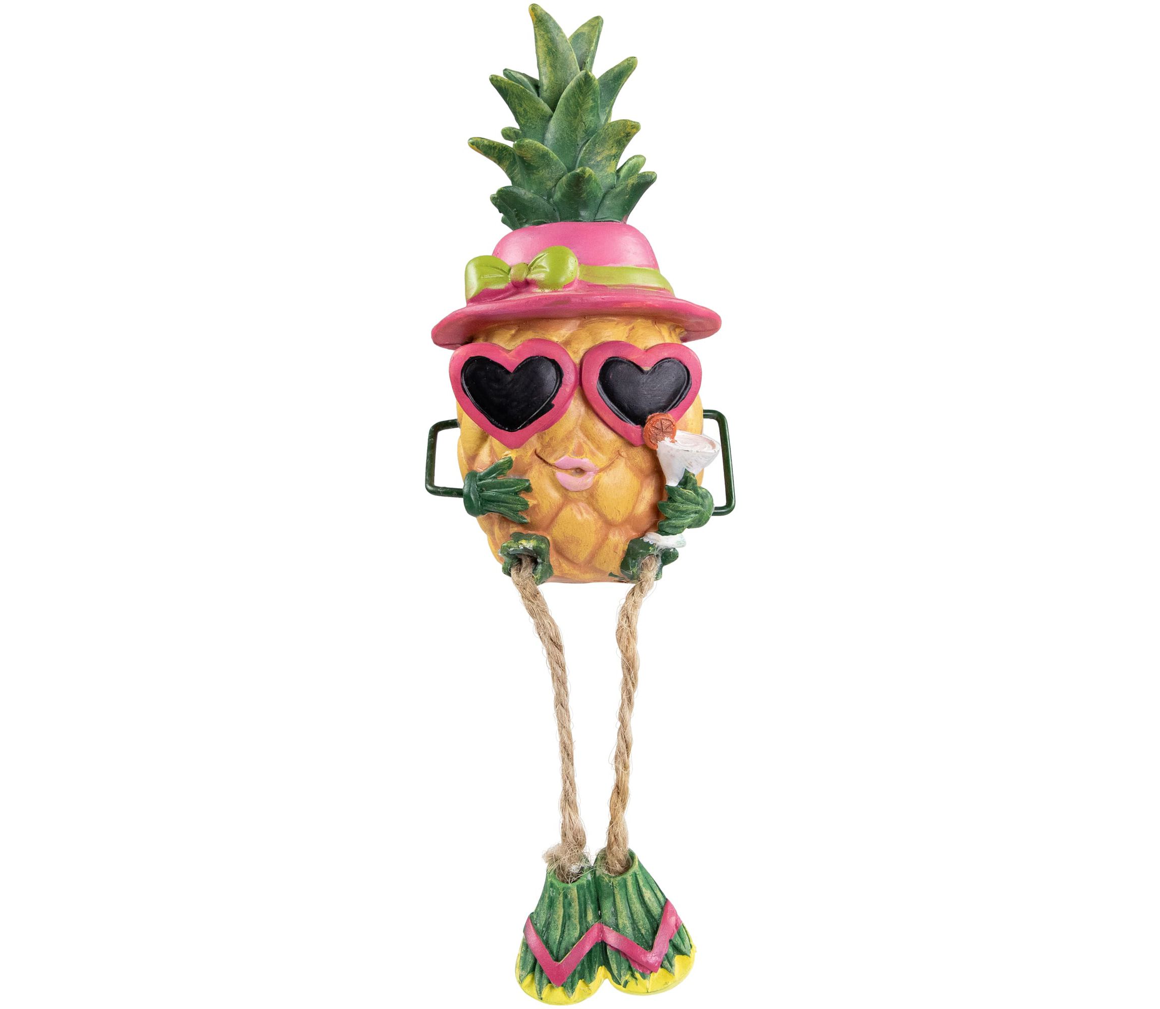 6.25" Tropical Girl Pineapple with Cocktail Outdoor Garden Statue