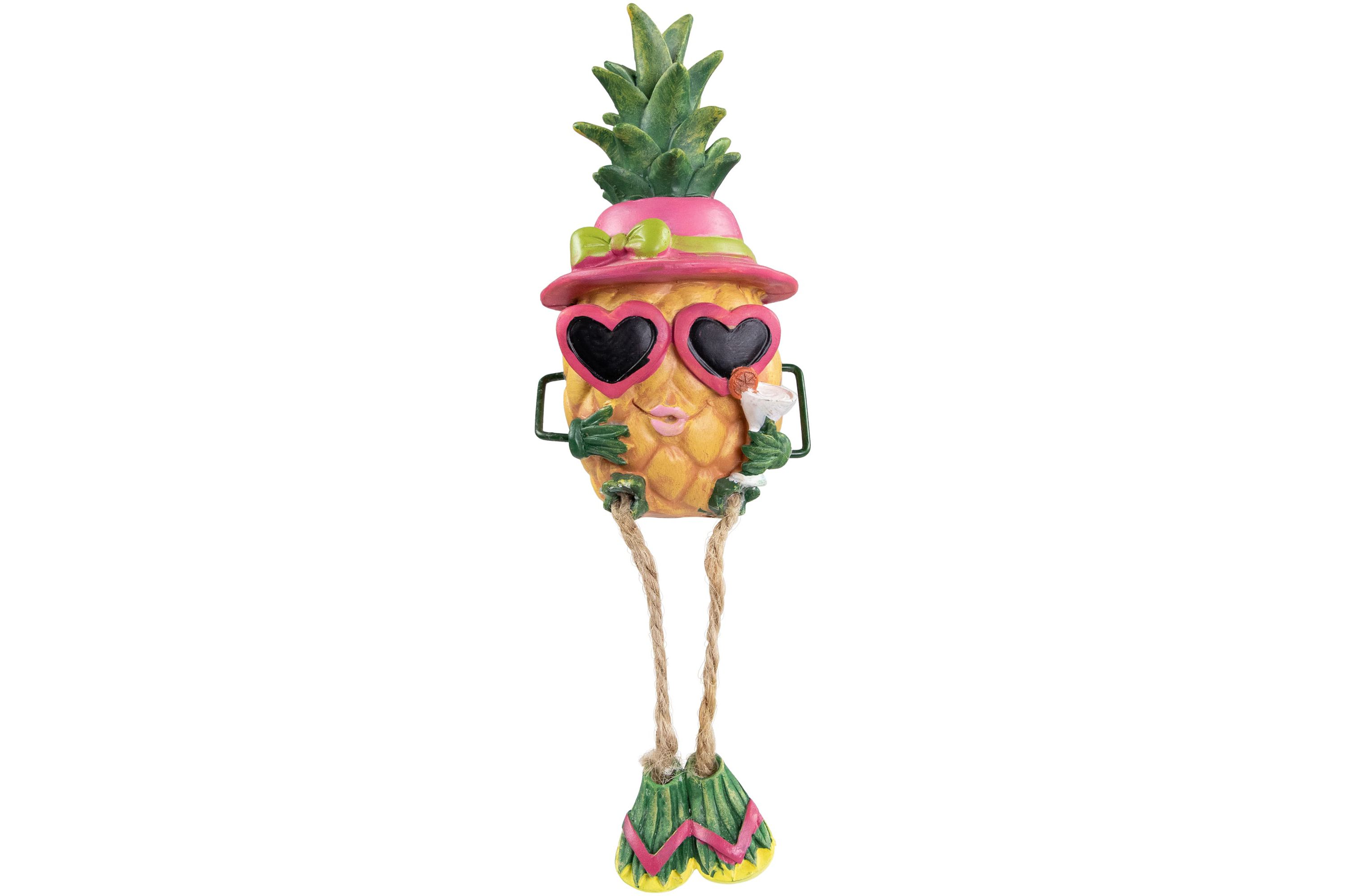 6.25" Tropical Girl Pineapple with Cocktail Outdoor Garden Statue