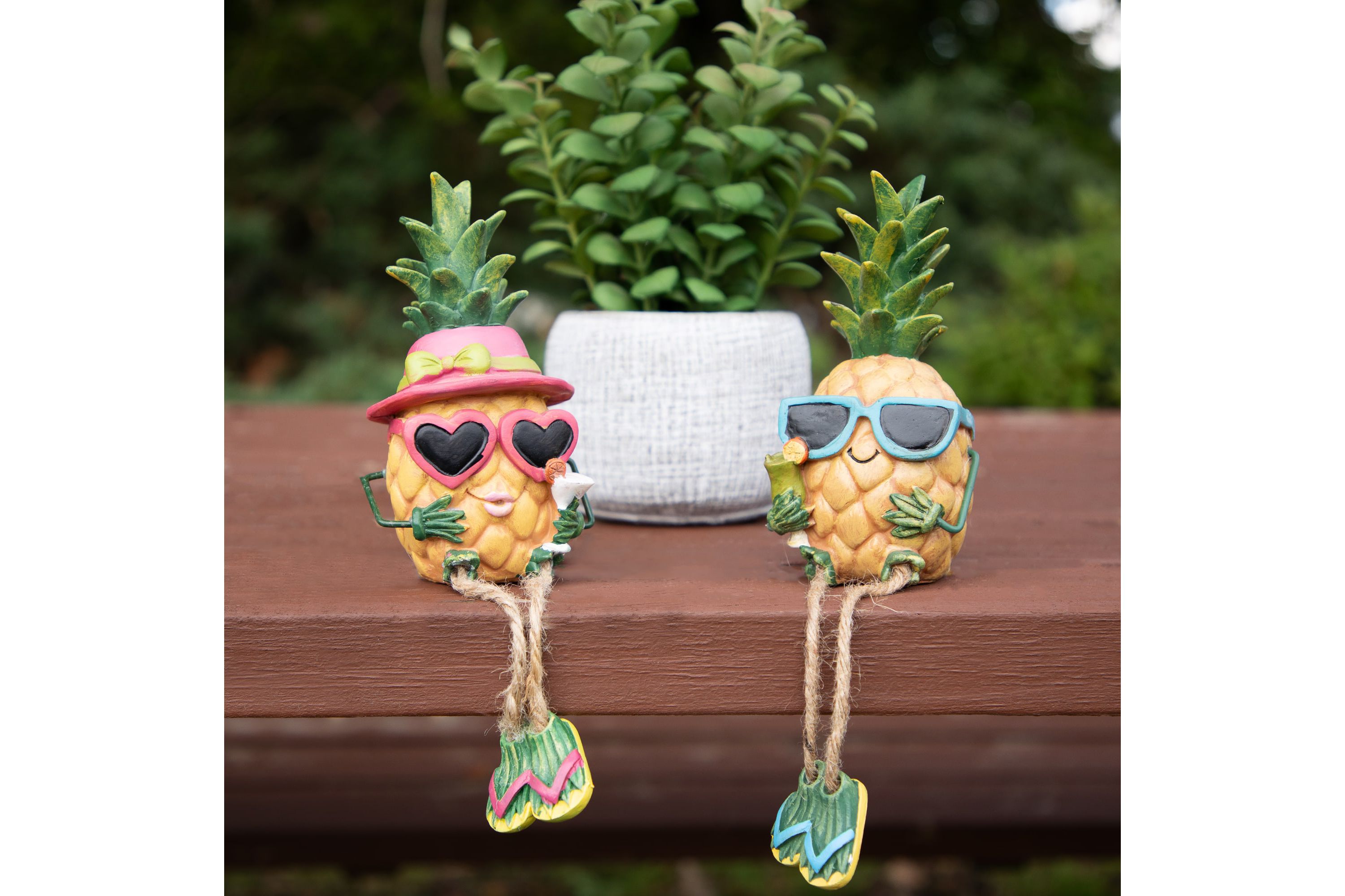 6.25" Tropical Girl Pineapple with Cocktail Outdoor Garden Statue