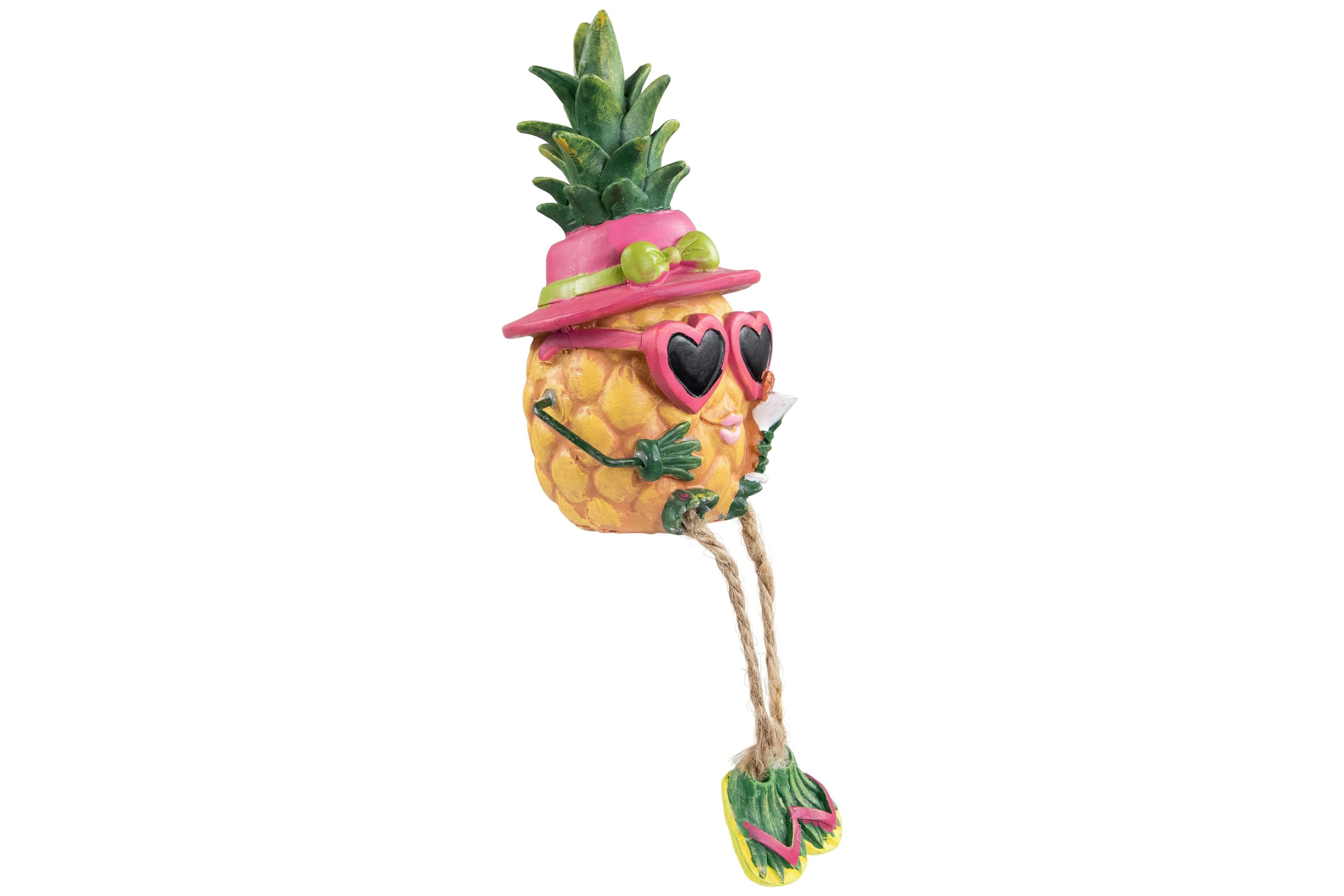 6.25" Tropical Girl Pineapple with Cocktail Outdoor Garden Statue