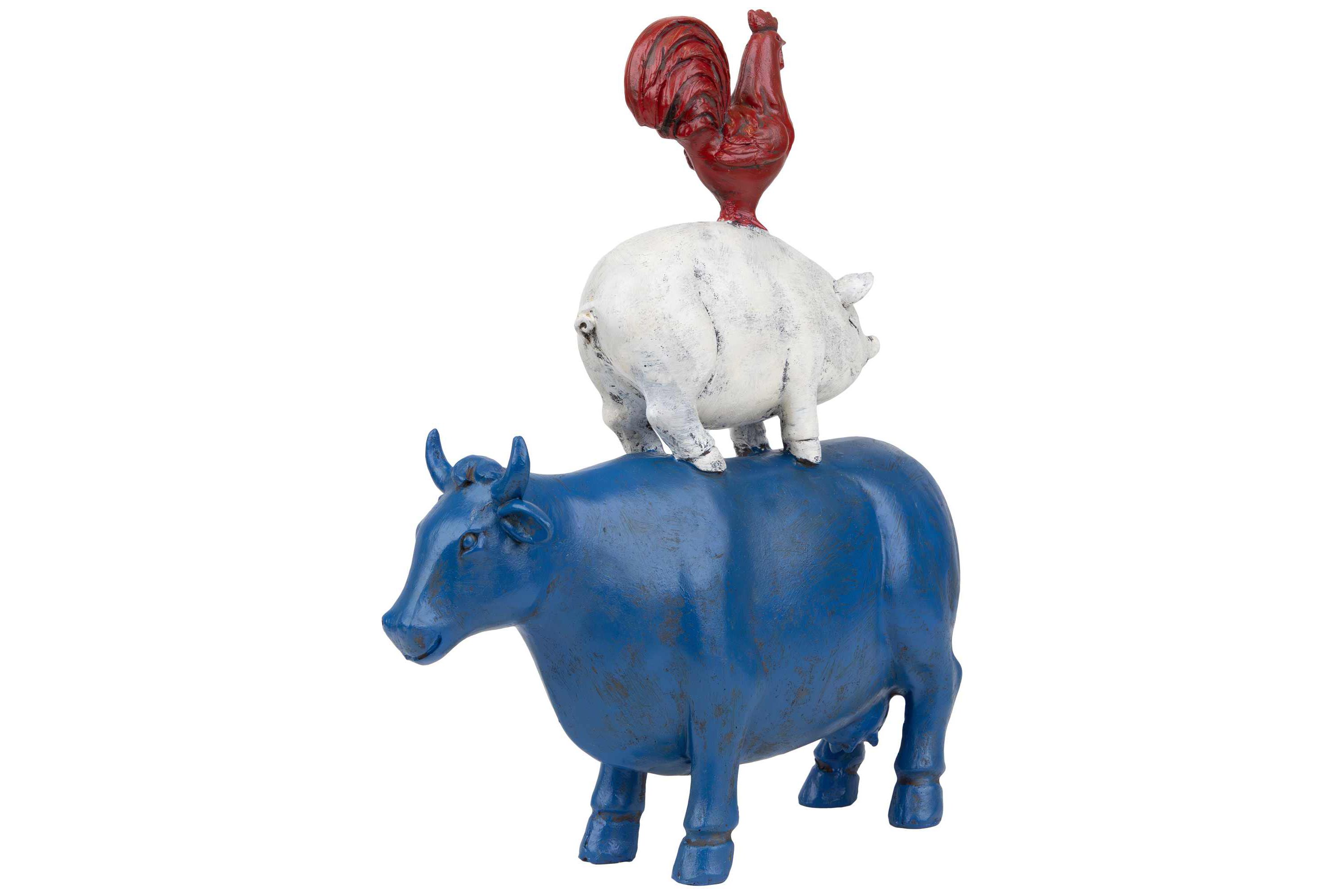 Stacked Patriotic Farm Animals Outdoor Garden Statue - 12"