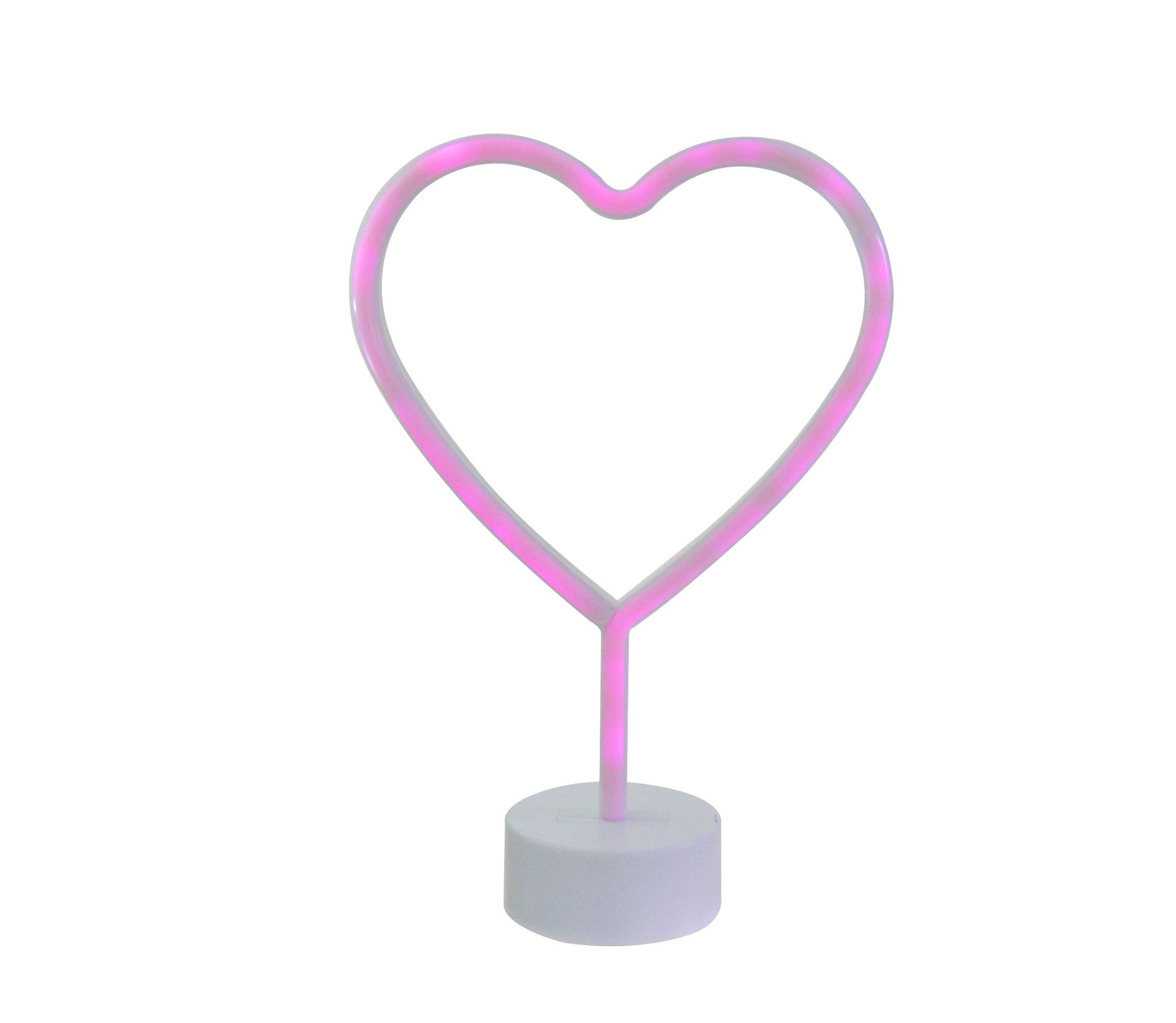 11.5" Pink Heart LED Neon Style Valentines Day Table Sign