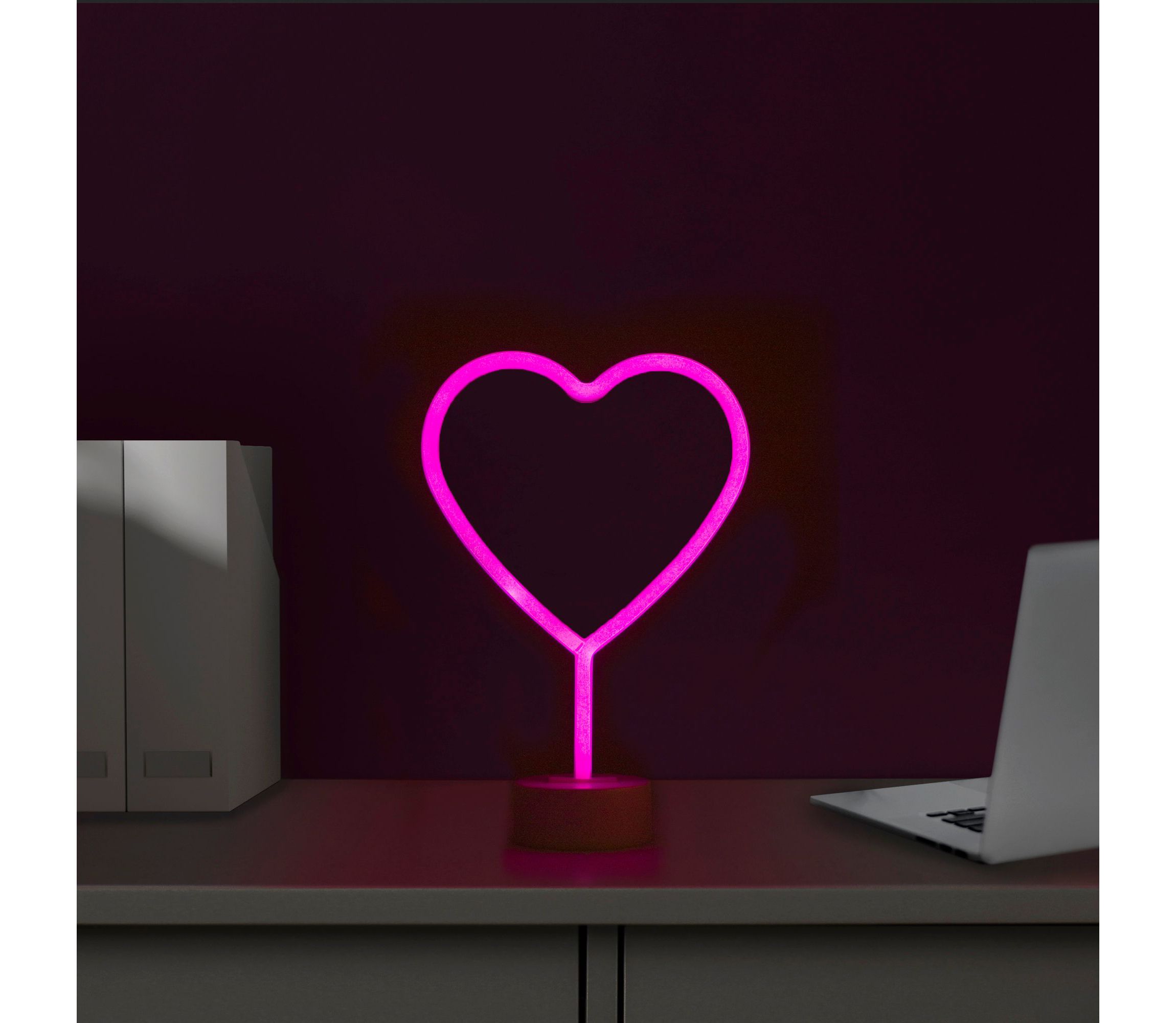 11.5" Pink Heart LED Neon Style Valentines Day Table Sign