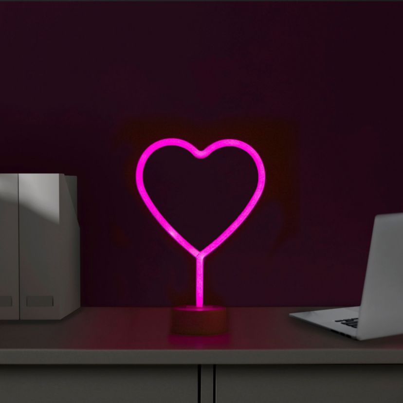 11.5" Pink Heart LED Neon Style Valentines Day Table Sign