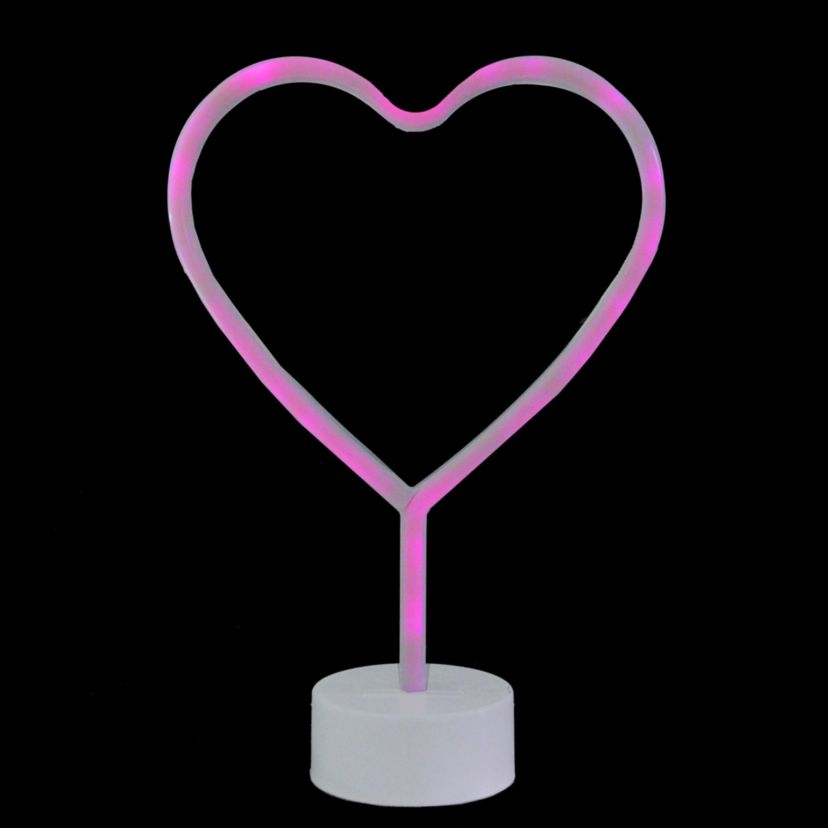 11.5" Pink Heart LED Neon Style Valentines Day Table Sign