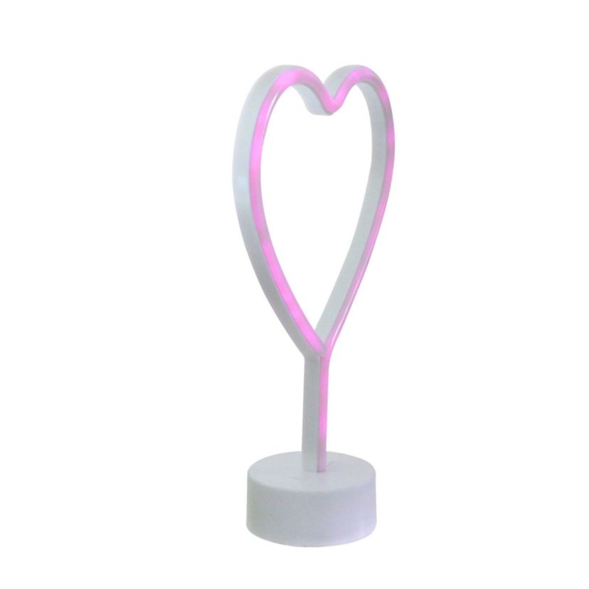 11.5" Pink Heart LED Neon Style Valentines Day Table Sign