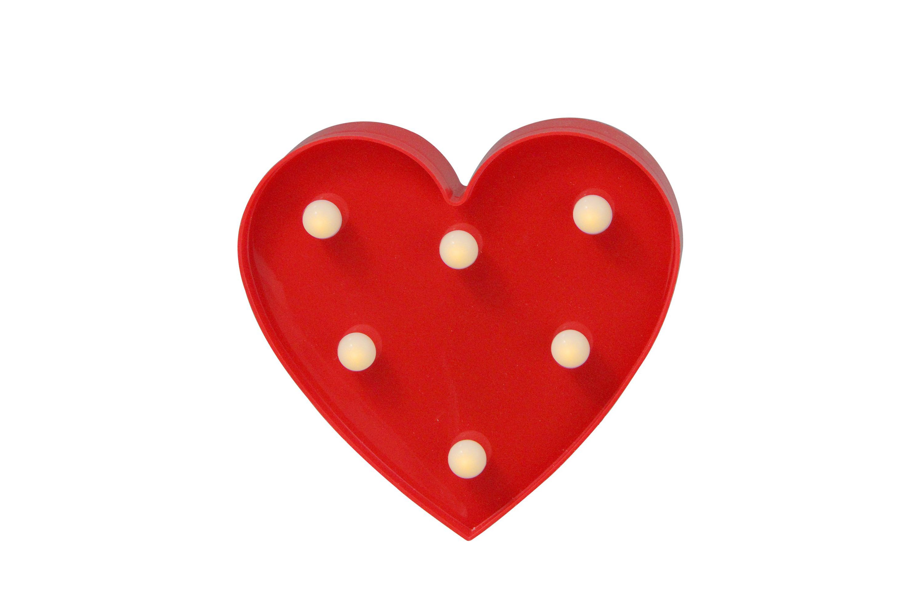 6" Red Heart LED Valentines Day Marquee Wall Sign