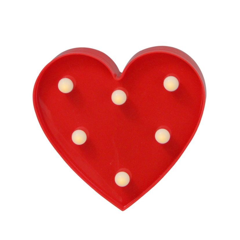 6" Red Heart LED Valentines Day Marquee Wall Sign