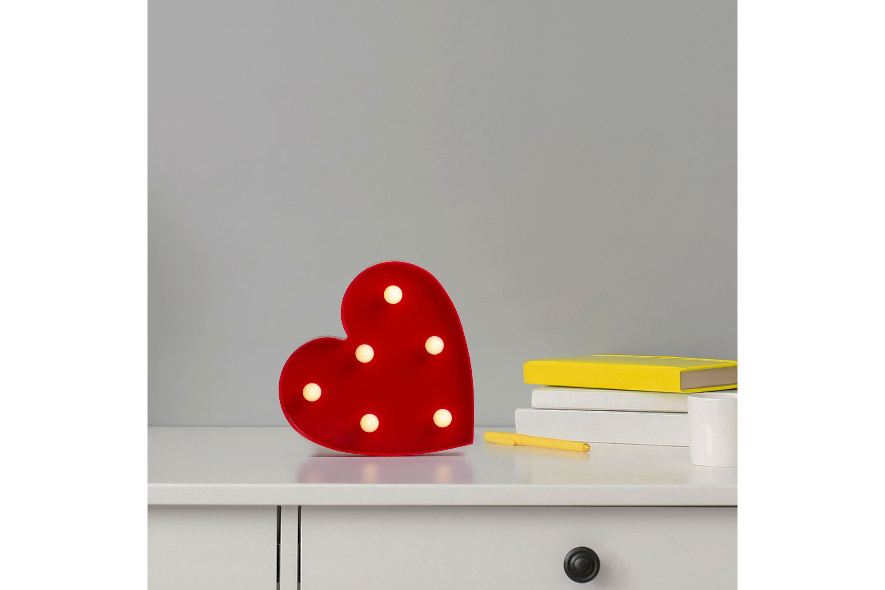 6" Red Heart LED Valentines Day Marquee Wall Sign