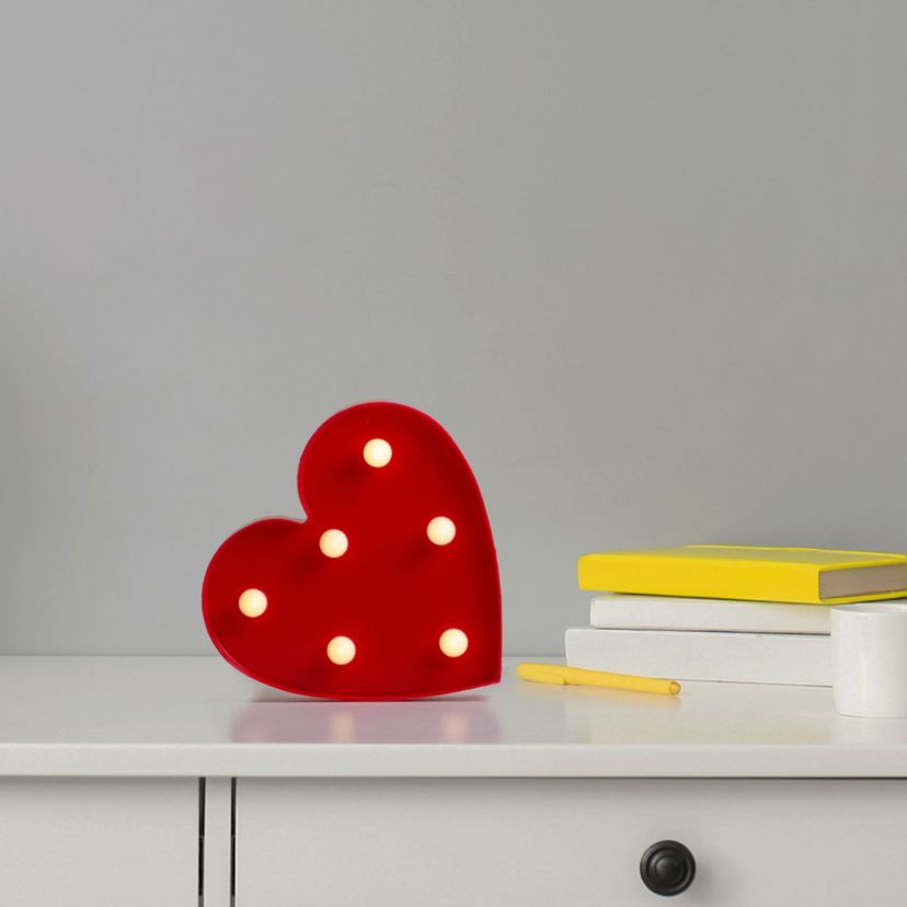 6" Red Heart LED Valentines Day Marquee Wall Sign