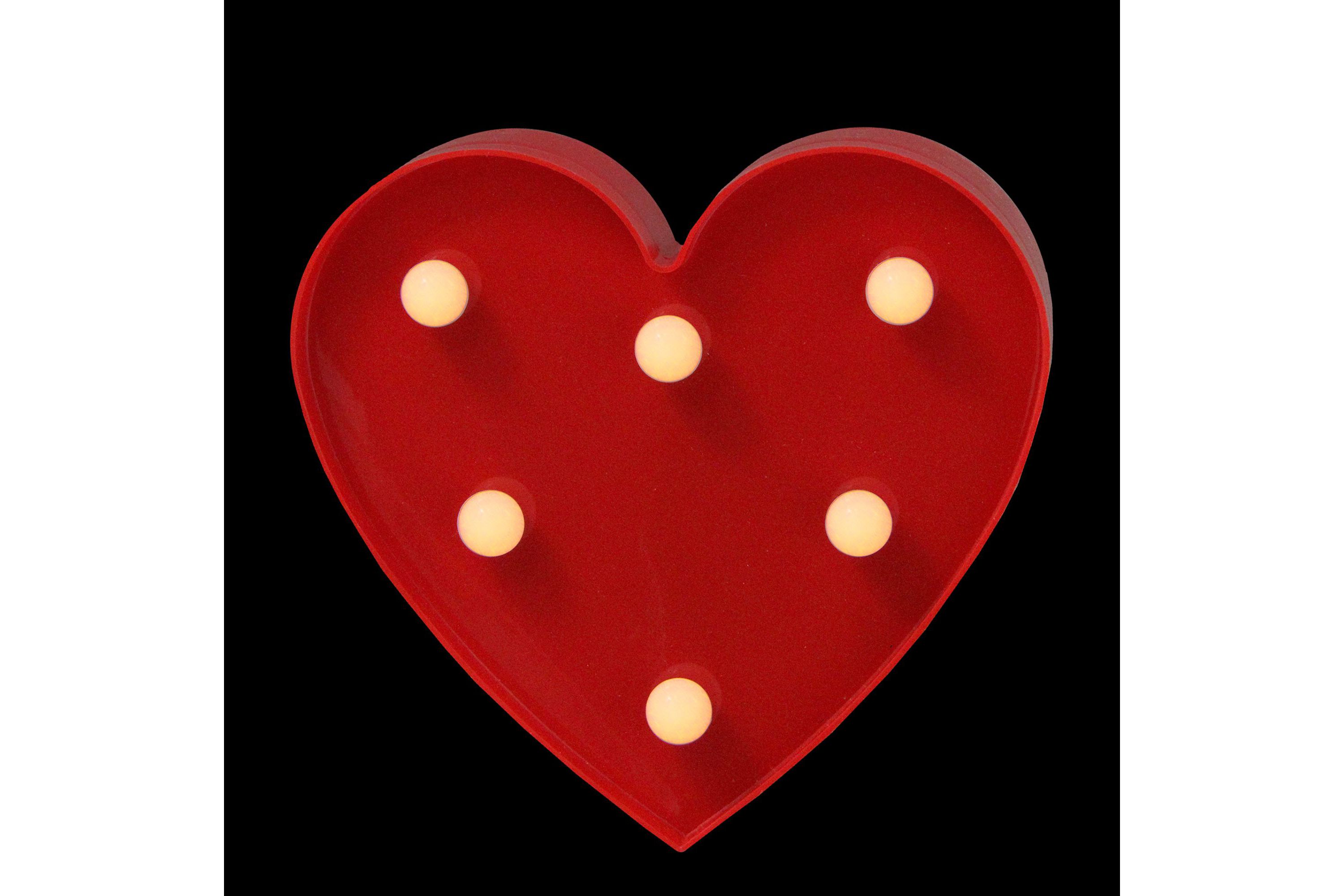6" Red Heart LED Valentines Day Marquee Wall Sign
