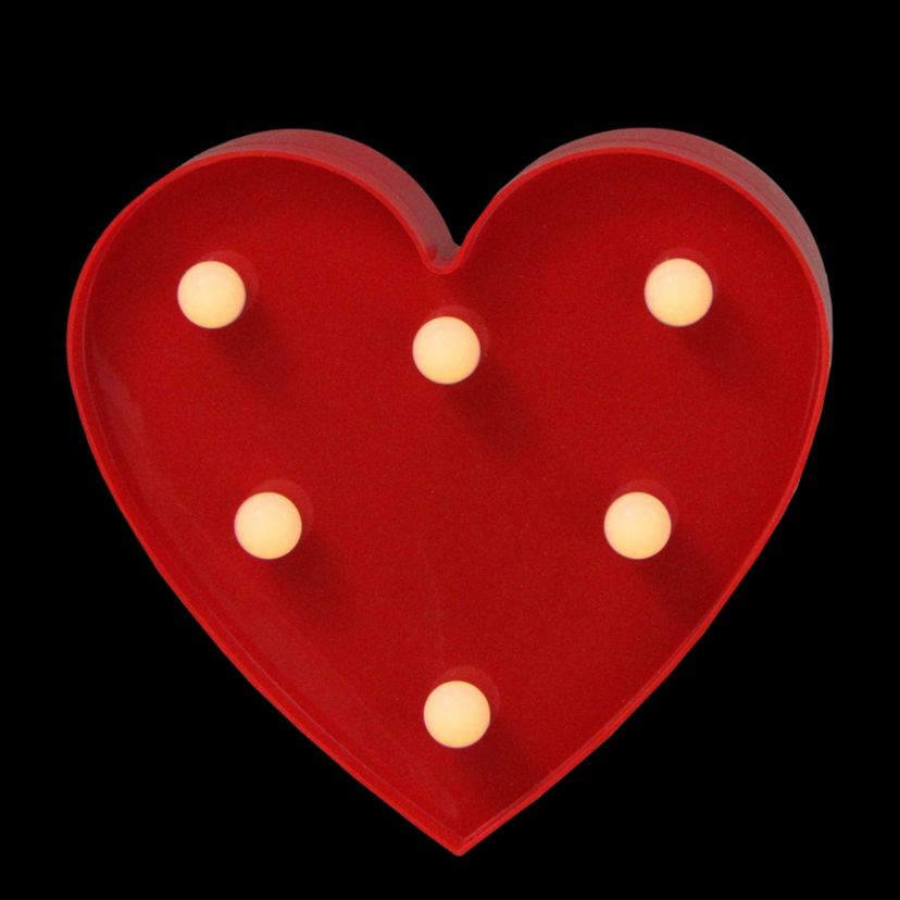 6" Red Heart LED Valentines Day Marquee Wall Sign