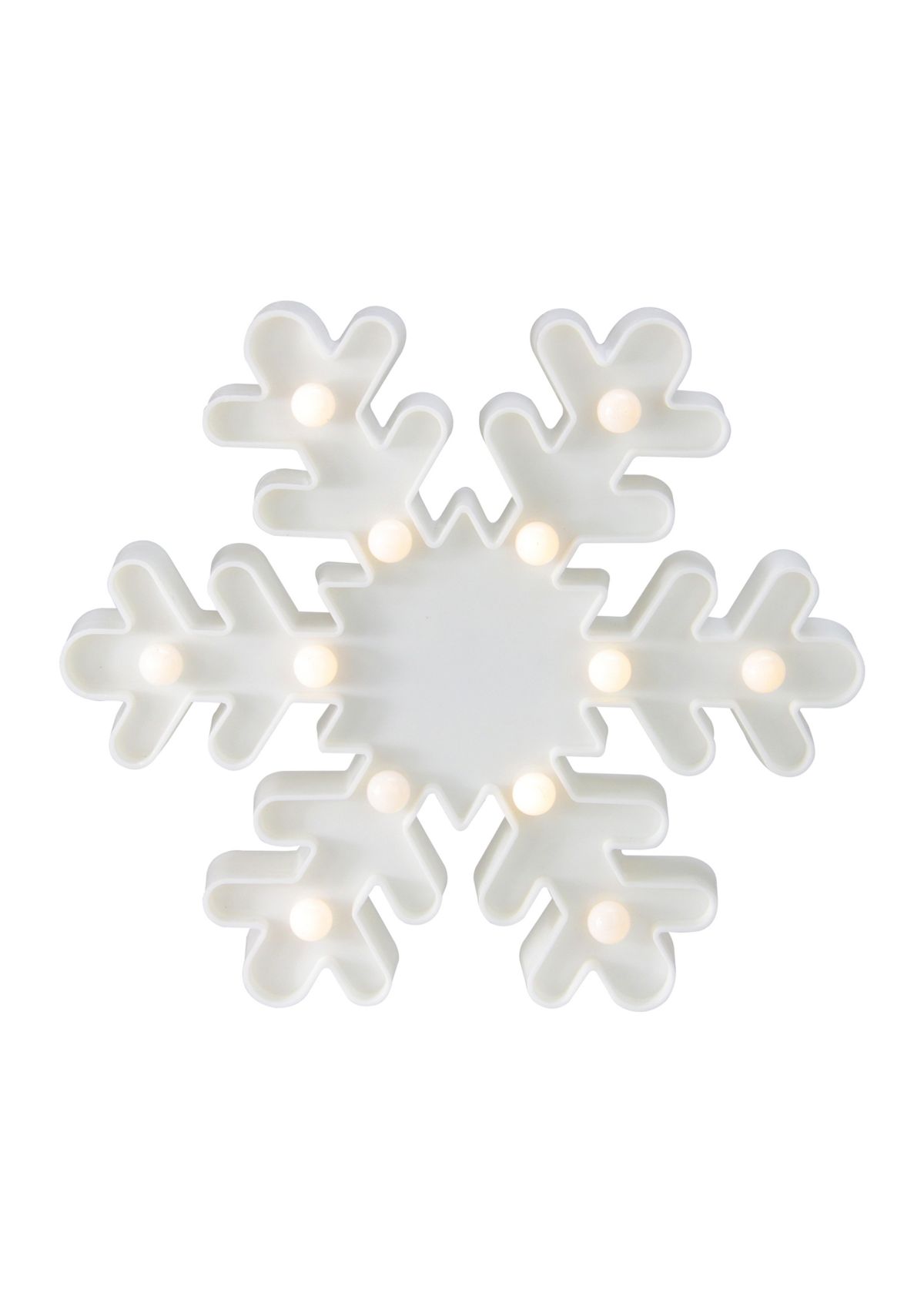 9.5Inch Battery Operated LED Lighted White Snowflake Christmas Marquee Sign