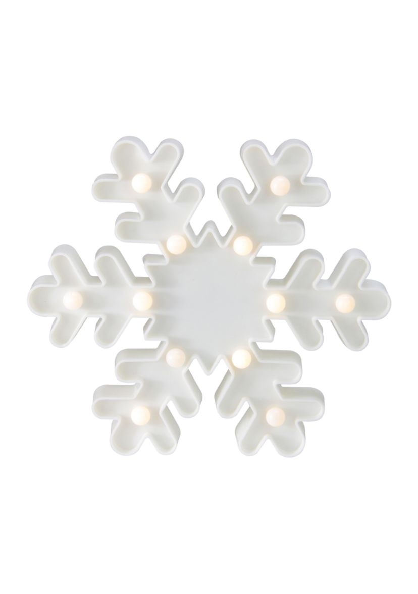 9.5Inch Battery Operated LED Lighted White Snowflake Christmas Marquee Sign