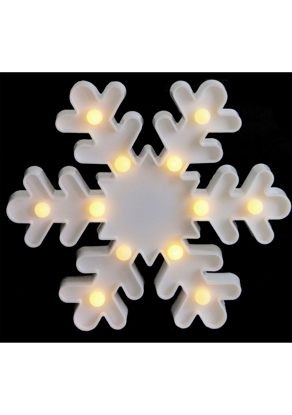 9.5Inch Battery Operated LED Lighted White Snowflake Christmas Marquee Sign