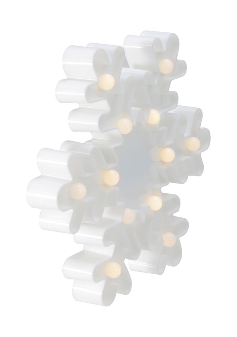 9.5Inch Battery Operated LED Lighted White Snowflake Christmas Marquee Sign