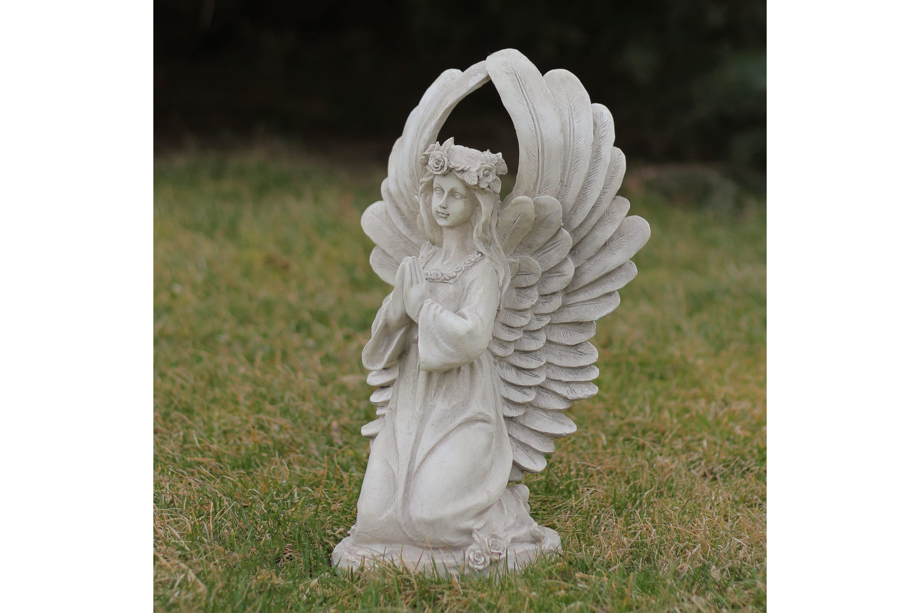 15.25" Angel Kneeling in Prayer Outdoor Garden Statue