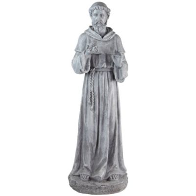 Northlight 28"" St. Francis With Bird Outdoor Garden Statue