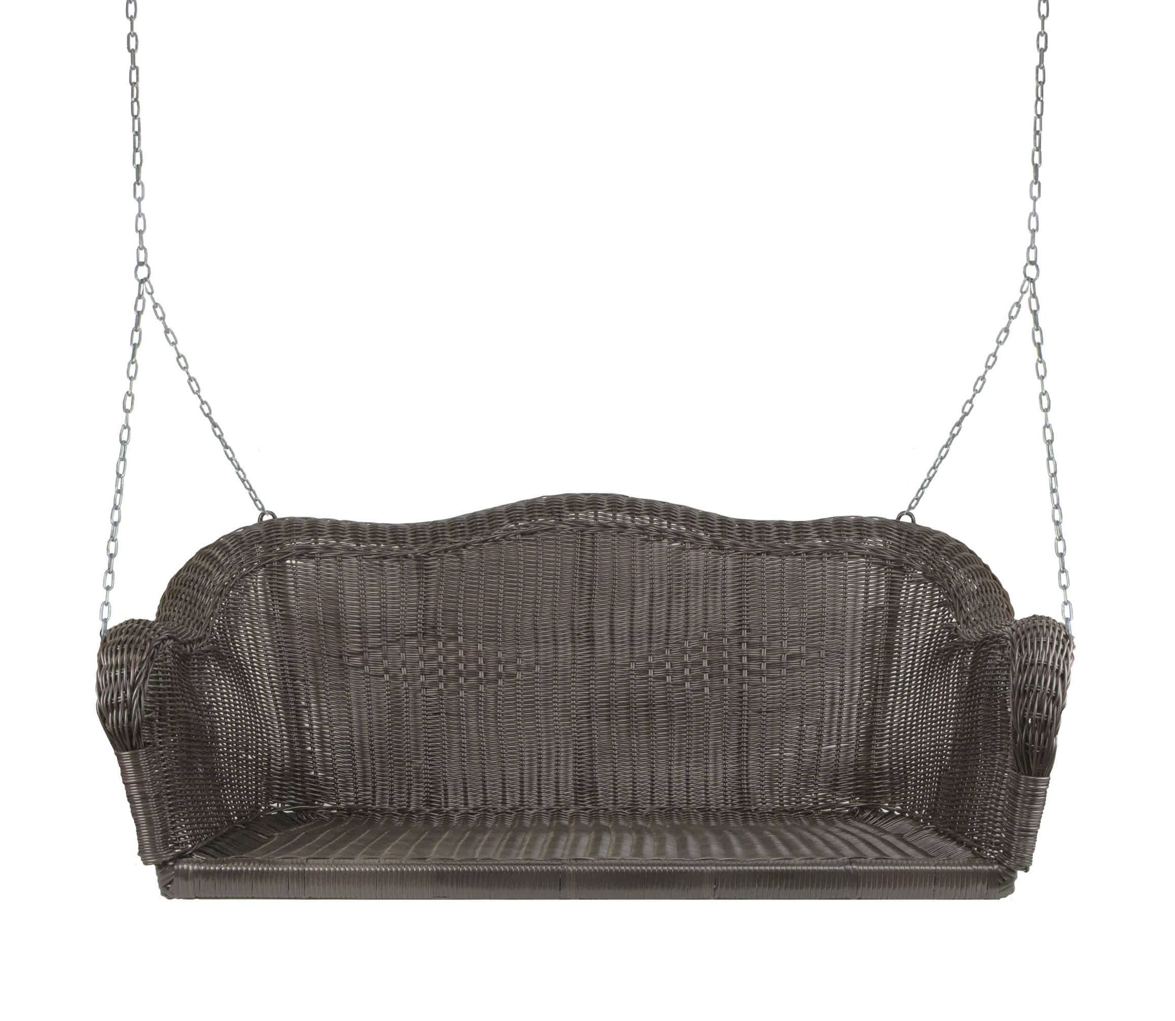 Hand Woven Resin Wicker Porch Swing with Chain - Chocolate Brown