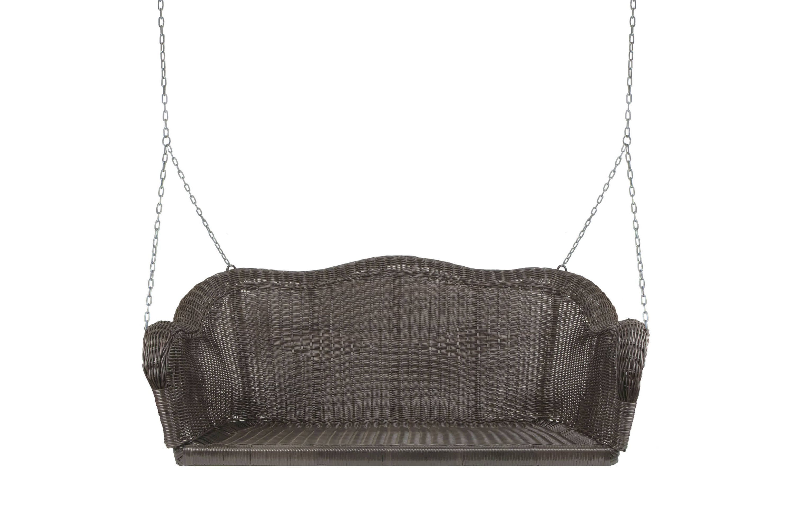 Hand Woven Resin Wicker Porch Swing with Chain - Chocolate Brown
