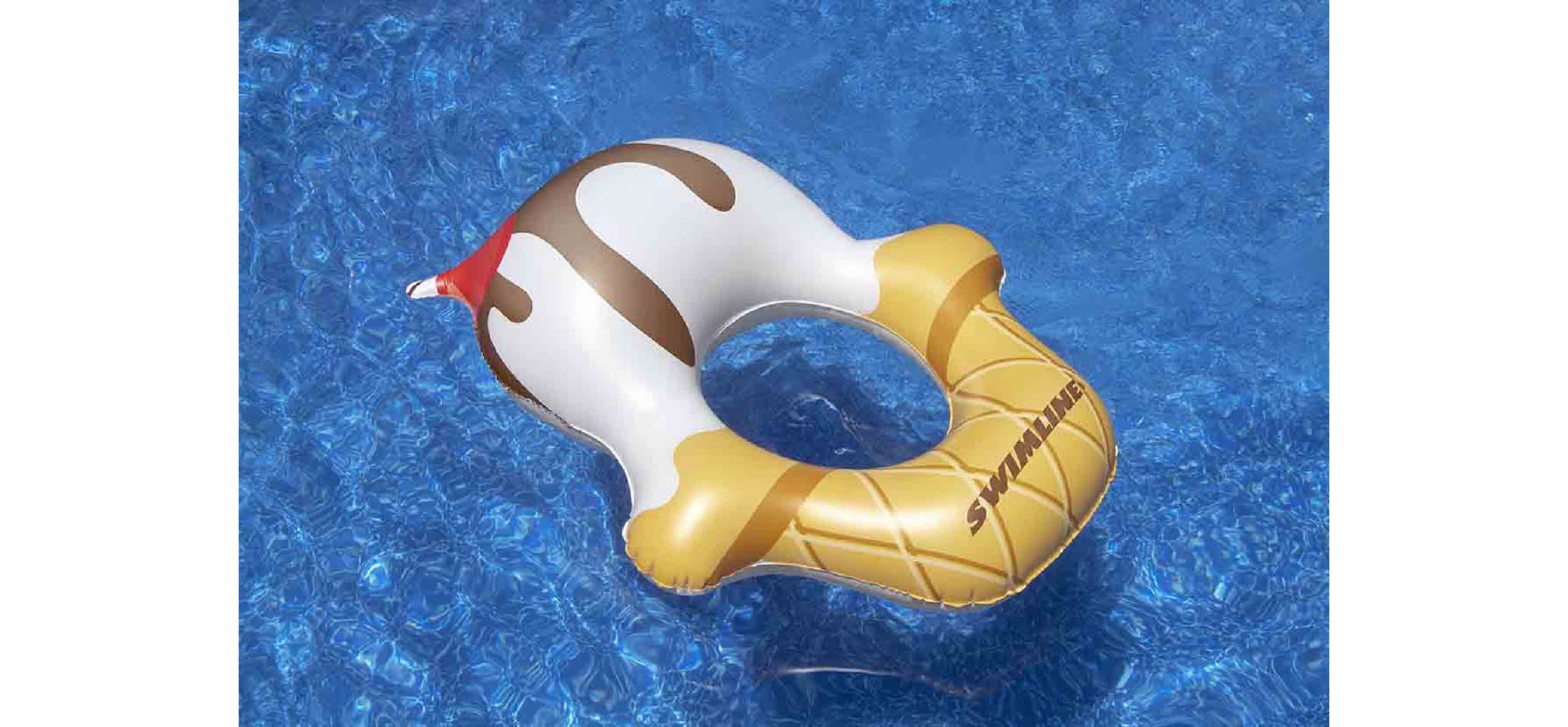46" Inflatable White and Yellow Ice Cream Ring Pool Float