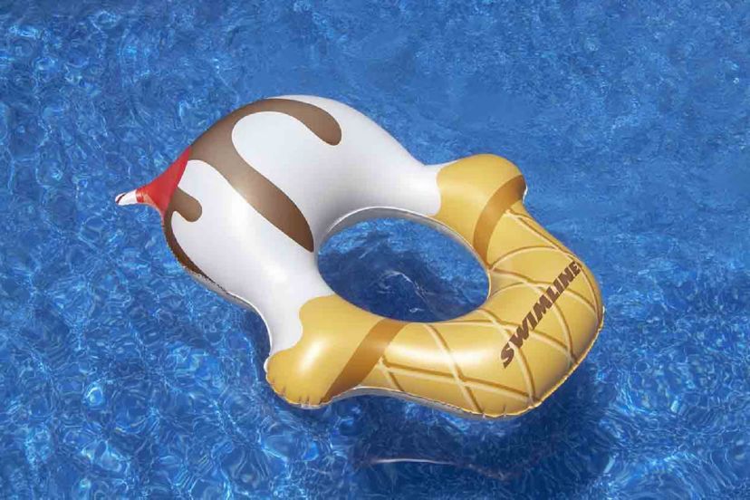 46" Inflatable White and Yellow Ice Cream Ring Pool Float
