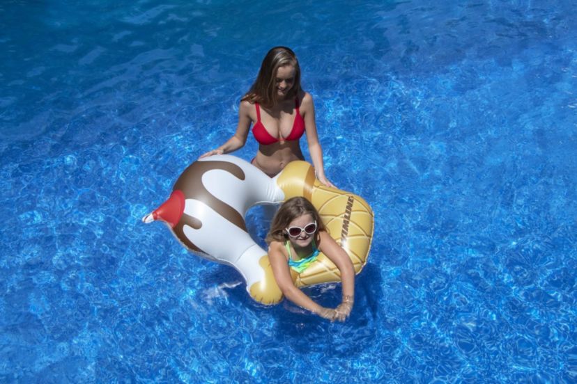 46" Inflatable White and Yellow Ice Cream Ring Pool Float