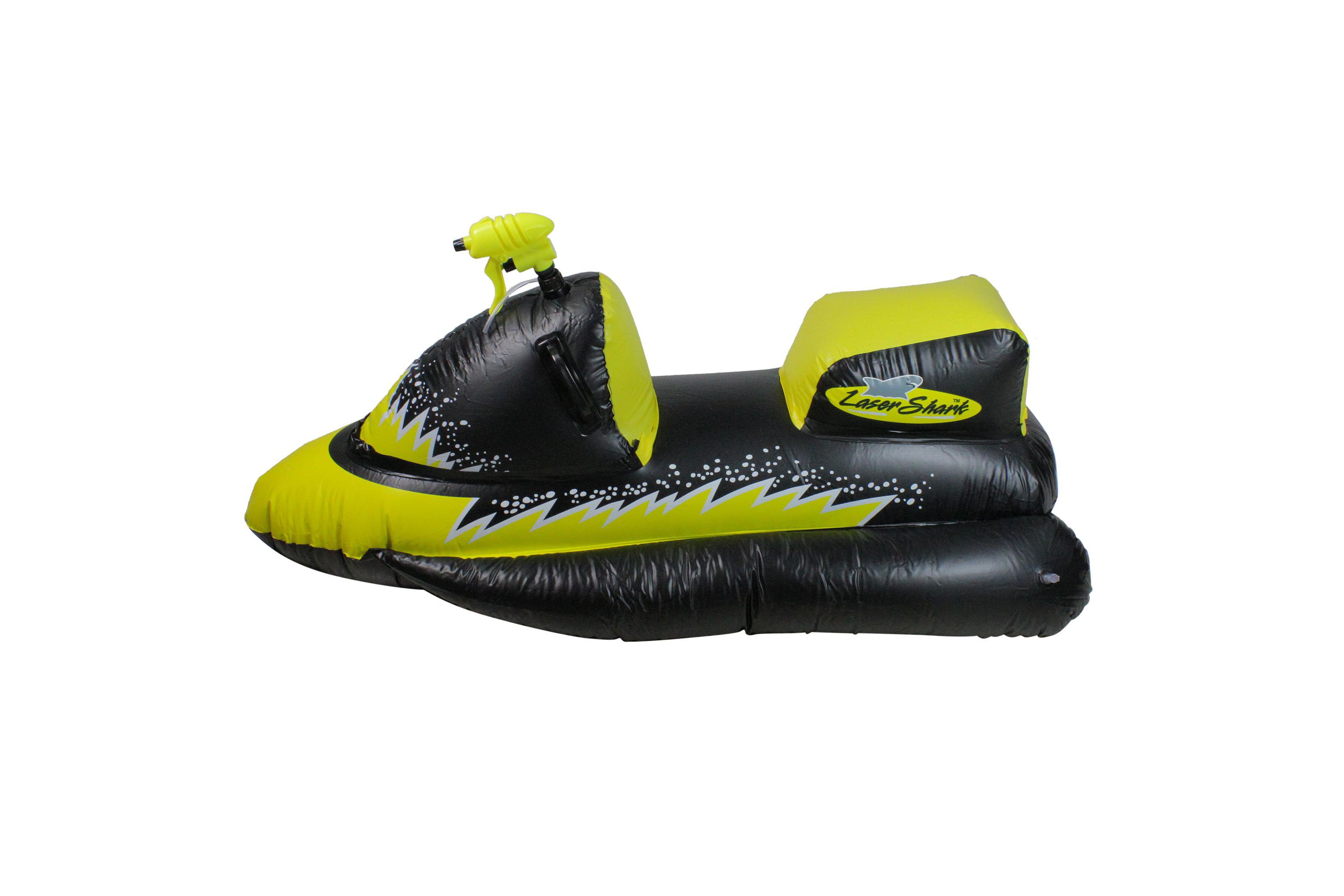 51" Yellow and Black Shark Inflatable Wet-Ski Pool Squirter with Gripped Handles