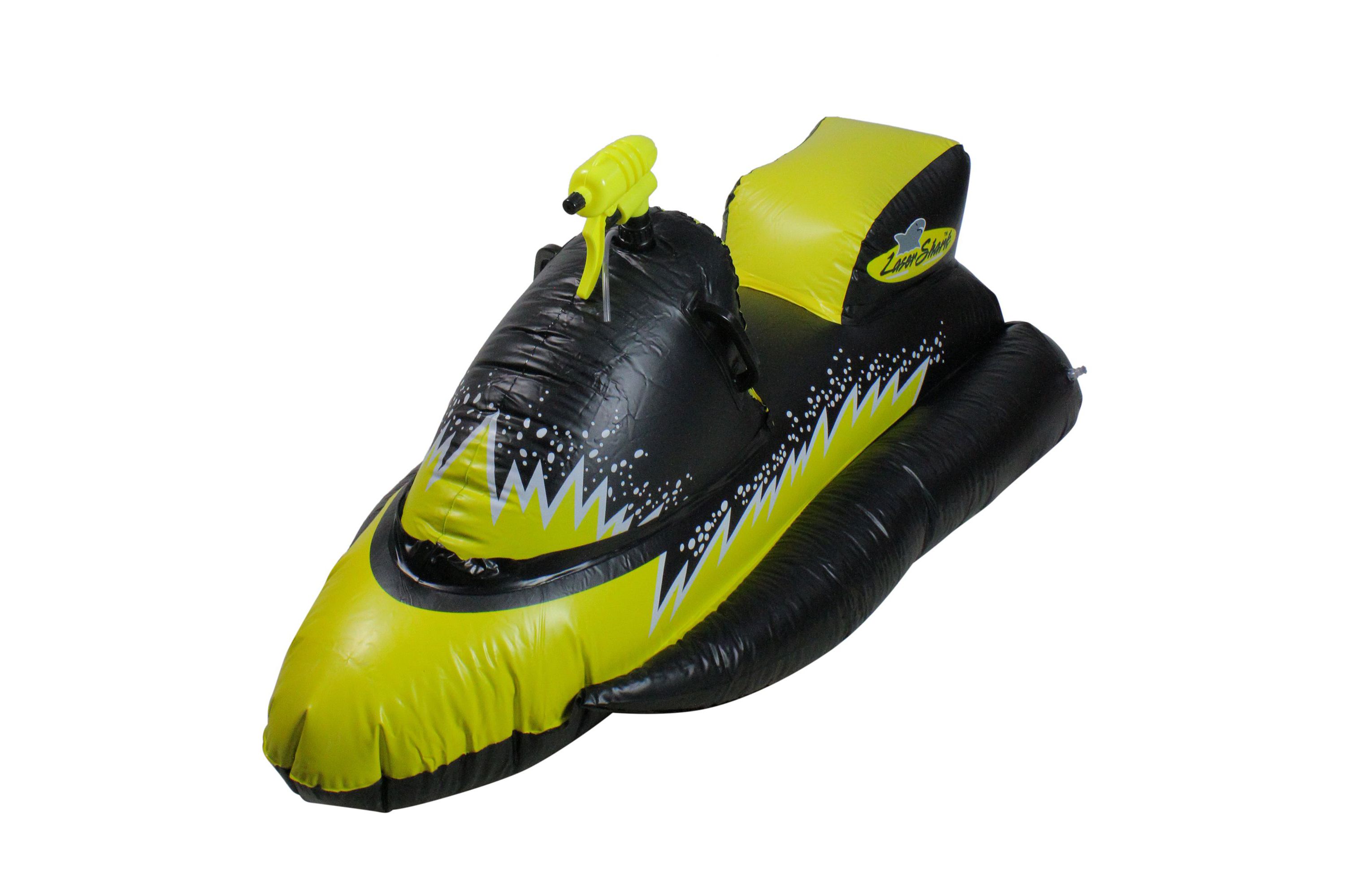 51" Yellow and Black Shark Inflatable Wet-Ski Pool Squirter with Gripped Handles