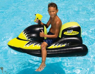 51" Yellow and Black Shark Inflatable Wet-Ski Pool Squirter with Gripped Handles