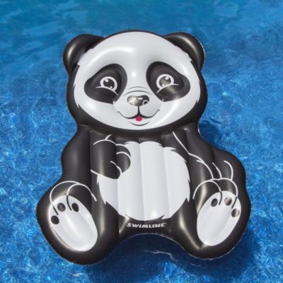 71" Black and White Inflatable Oversized Panda Swimming Pool Float