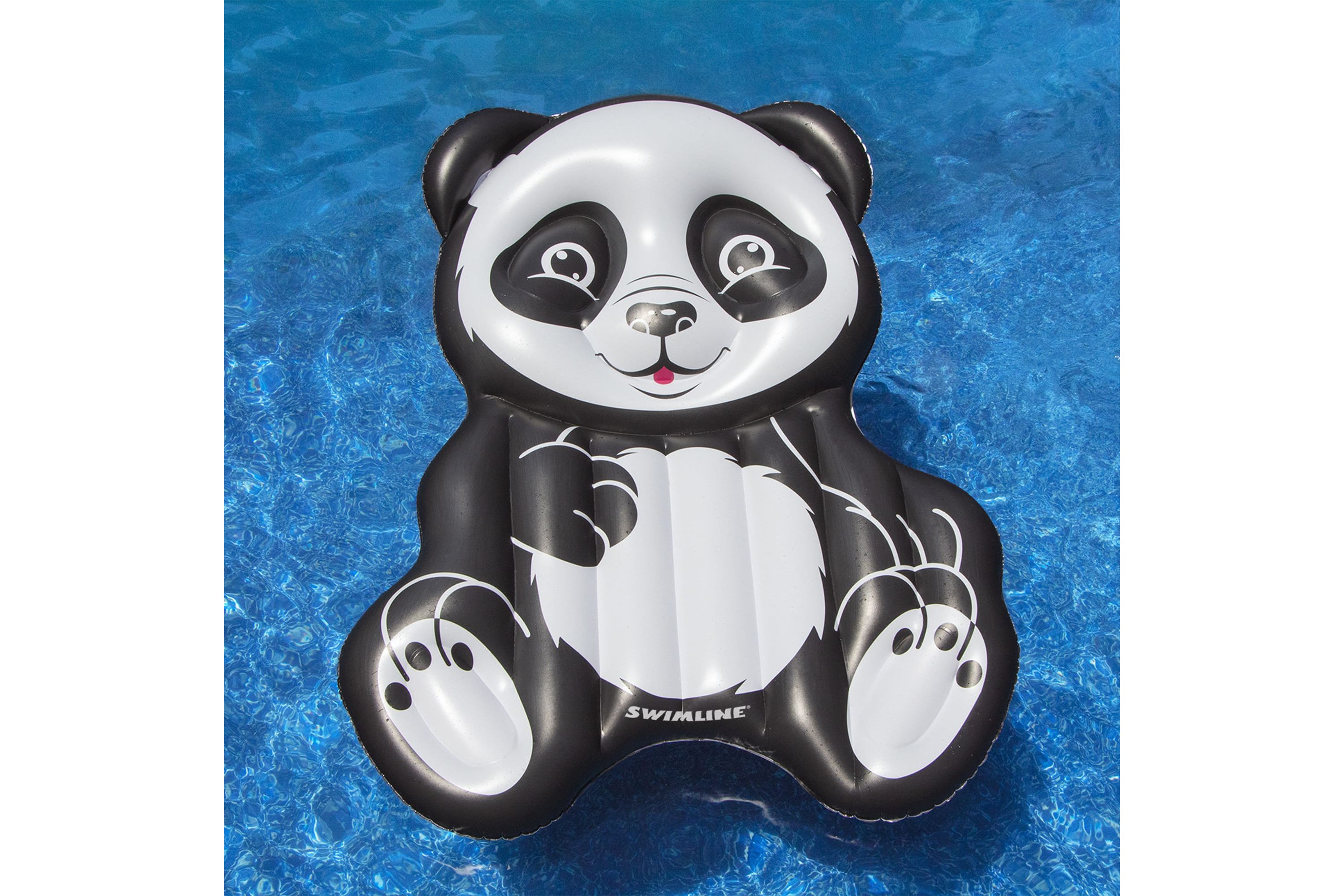 71" Black and White Inflatable Oversized Panda Swimming Pool Float