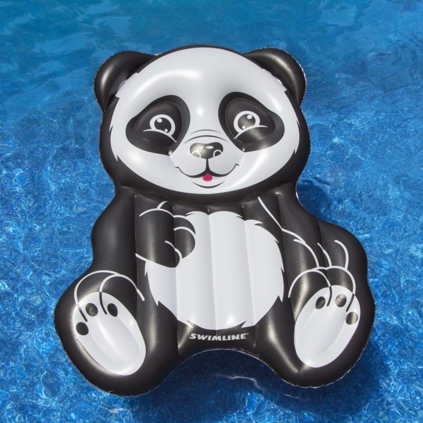 71" Black and White Inflatable Oversized Panda Swimming Pool Float