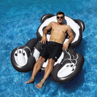 71" Black and White Inflatable Oversized Panda Swimming Pool Float