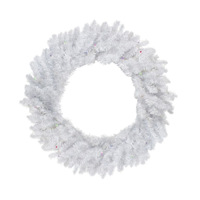 Pre-Lit Battery Operated Snow White Christmas Wreath - 30" - Multicolor LED Lights